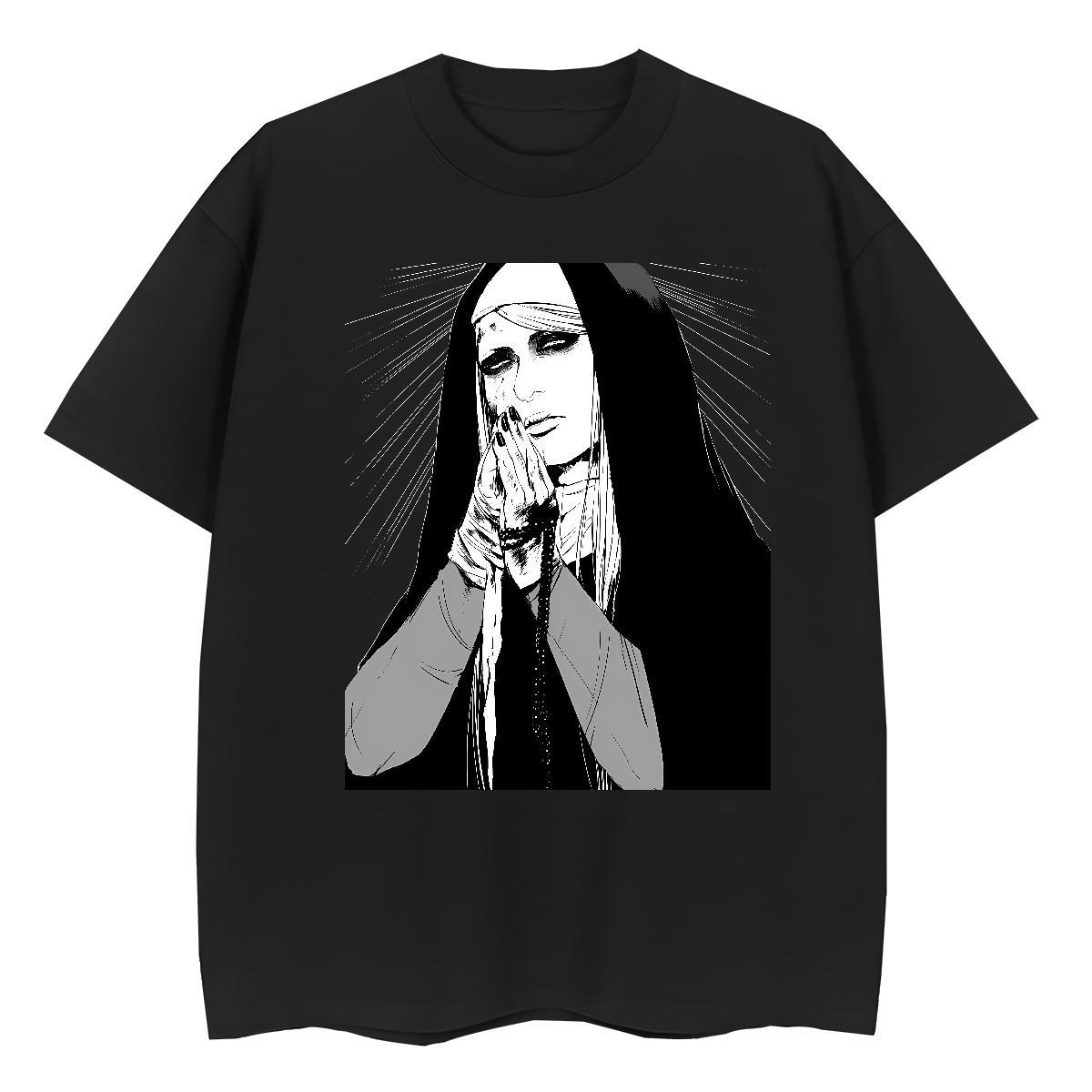 Designer Nice Unisex Tshirts 100% Cotton 230g nun Casual T shirt Breathable Anime Print Tops Shirt