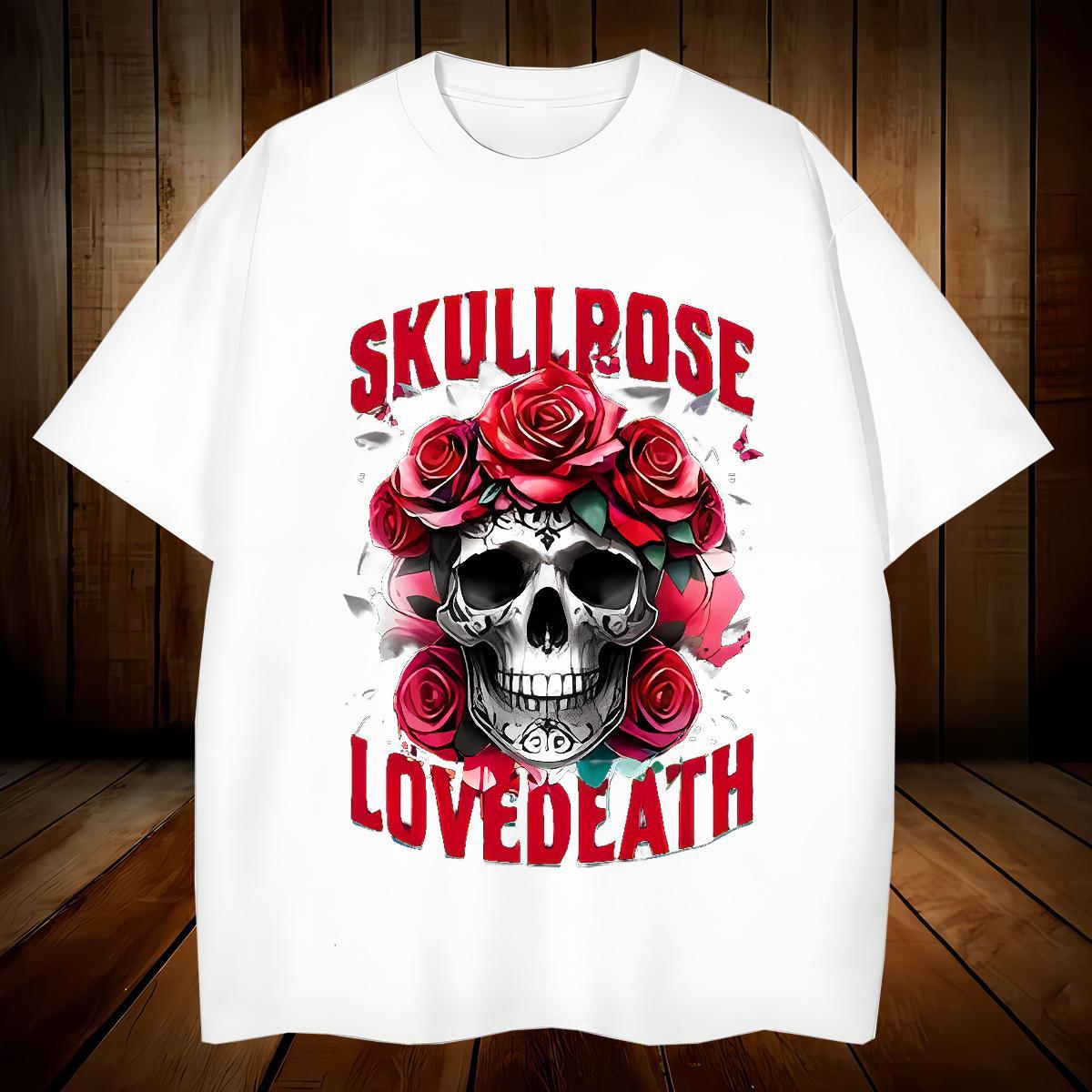 Cool Design Mens T Shirts 230g Pure Cotton flower Daily Wear Black Oversized Breathable Soft Men Tops Tees 2024 DIY Tshirts