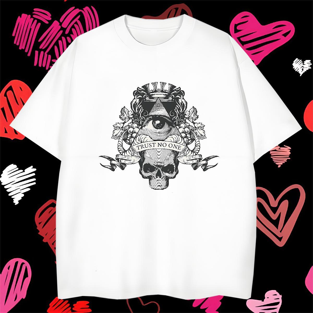 Cool Design T-Shirts 230g 100% Cotton eye of the devil Summer Casual DIY Anime Breathable Crew Neck Mens Tshirts Fashion Design Polos