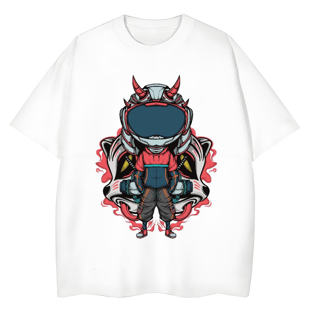 High Quality Mens T Shirts 230g Cotton robot Street Casual White Plus Size Short Sleeve Soft Mens Tshirts 2024 New Top Tees