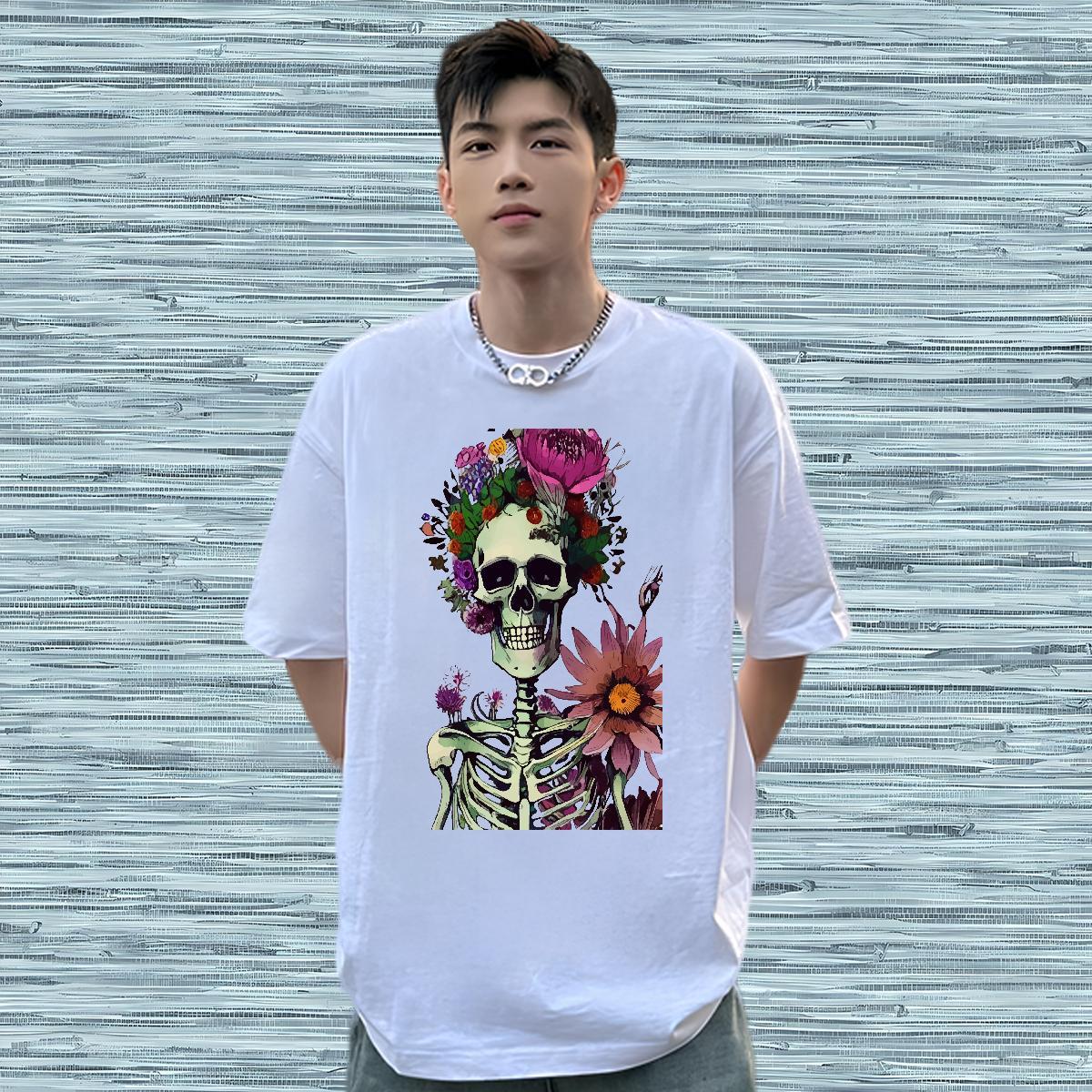 Classic T shirt 230g 100% Cotton flower Street wear Hip Hop Oversized 4XL Breathable Short Sleeve Men Clothes T-Shirt Fashion Designer Tops
