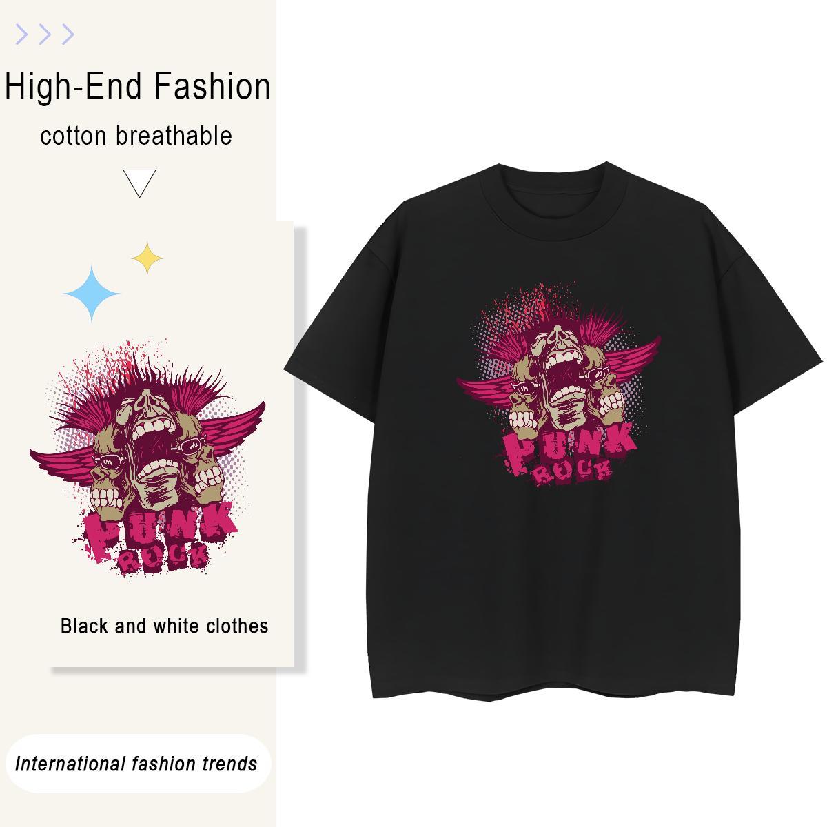 Cool Mens T Shirts 230g 100% Cotton skull Hip Hop Street DIY Anime Breathable Crew Neck Mens Tshirts Stylist Wear