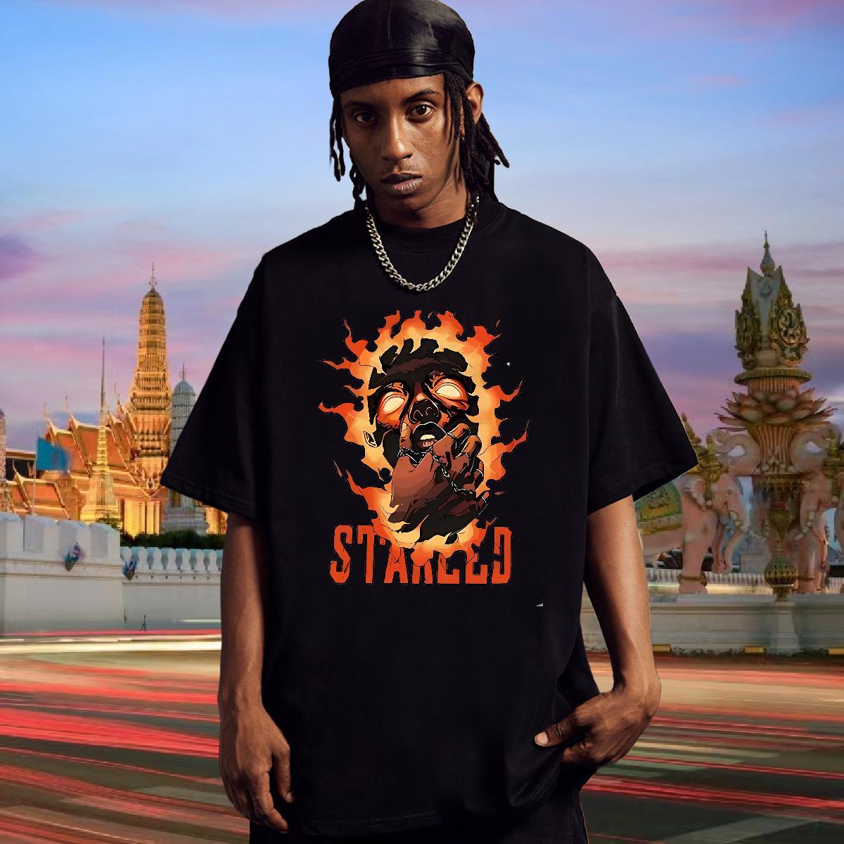 Designer T-Shirts 230g Cotton skull High Street Hip Hop Customized O Neck Short Sleeves Couples T Shirts Fashion Design Tops Tees