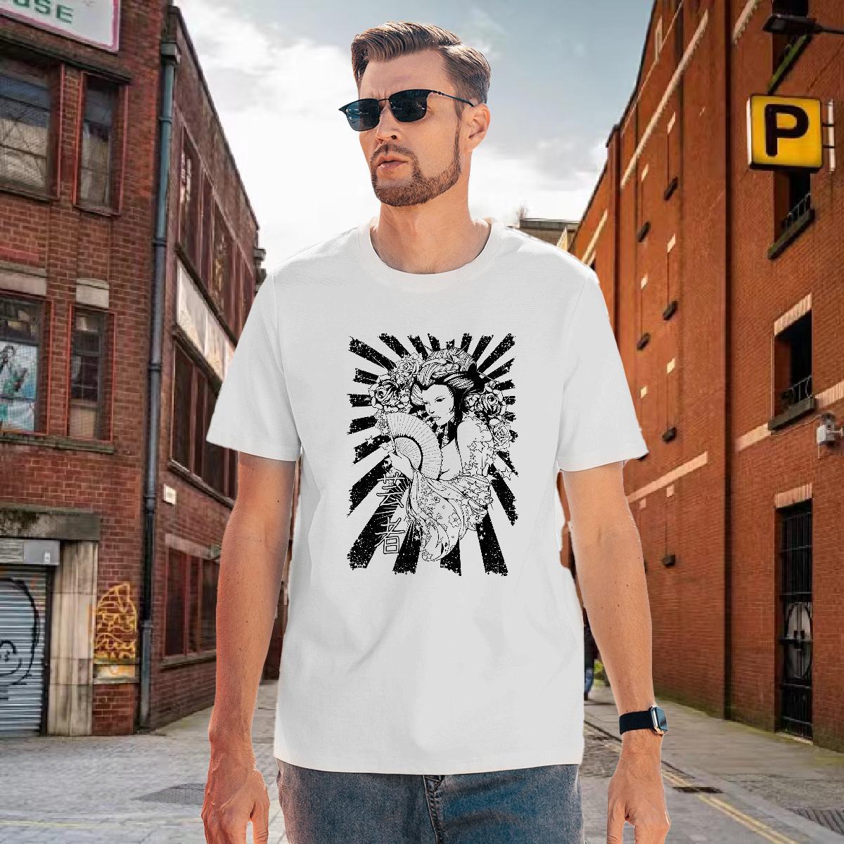 Brand T-Shirts for Men 230g Cotton skull High Street Hip Hop Cartoon Printing L-4XL Short Sleeve Soft Mens Tshirts DIY Tops
