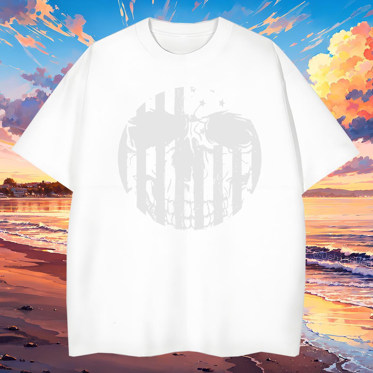 Unisex T shirt 230g Pure Cotton skull Home Outdoor Black Oversized Crew Neck Men Tees Custom Tee Shirt