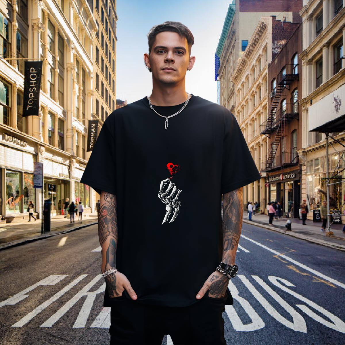 Cool Design T shirt 230g 100% Cotton skull Sport DIY Logo Oversized Short Sleeve Soft Men Tees Classic Casual Top Tees