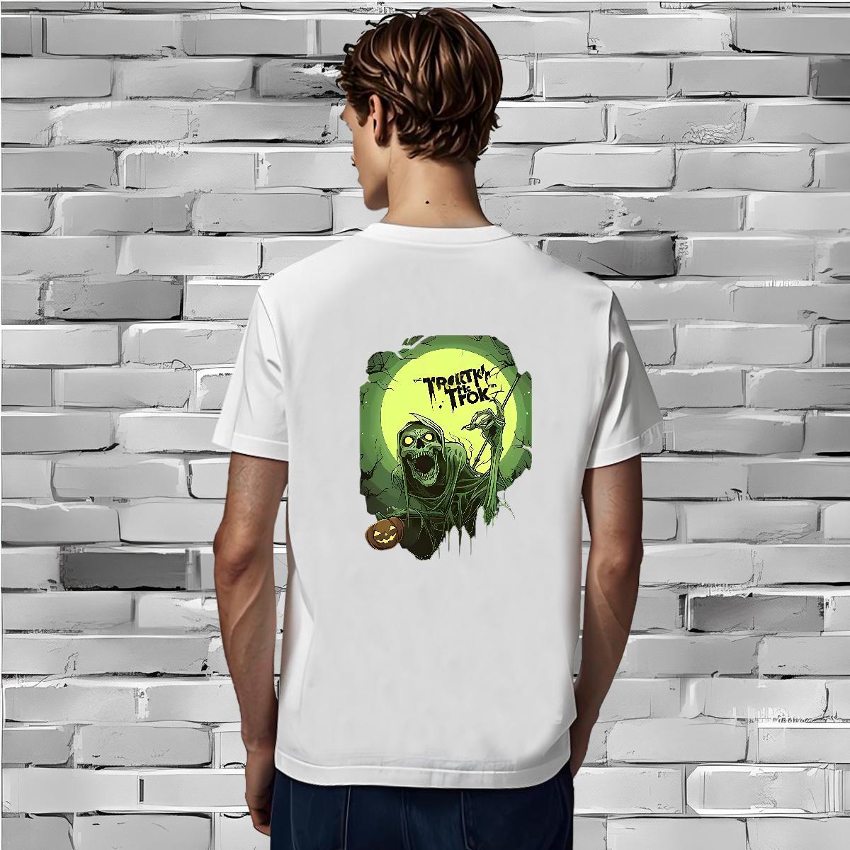 Loose Men T Shirts 230g 100% Cotton skull Home Outdoor Oversized Breathable Short Sleeve Men Tops Tees Fashion New Wear