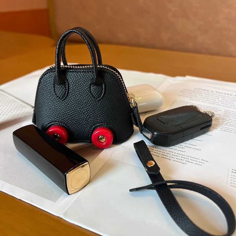 Keychains Lanyards 1 handmade mini PU leather handbag decoration pendant bag headphone box fashionable key charm mini wallet mini pendant Y240826W47F