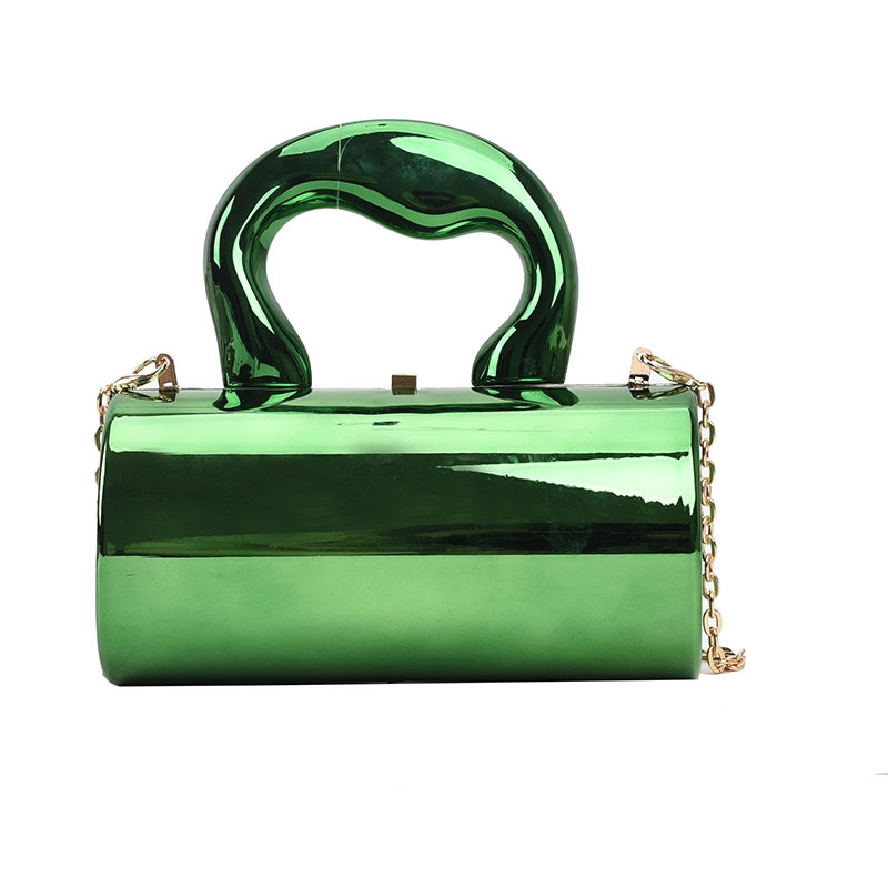 In 2024 The New Fashion Classic Solid Color Mirror Acrylic Box-Type Bag With Personalized Handle Handbag Is Suitable For Traveling And Shopping