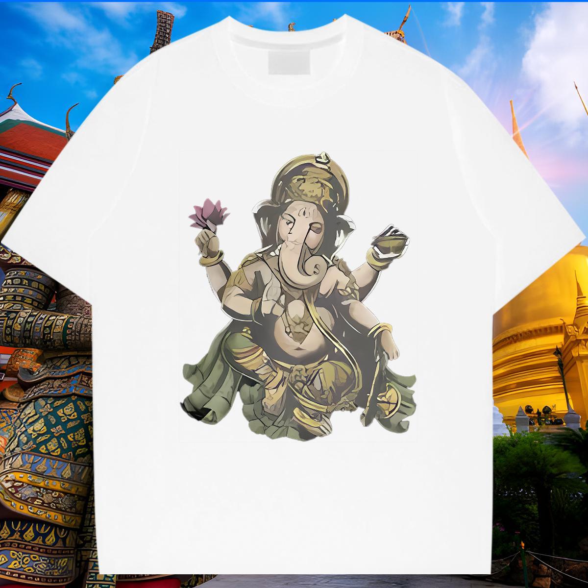 Comfortable T-Shirts for Men 230g 100% Cotton elephant Casual Beach DIY Printed O-Neck Short Sleeve Men Clothes T-Shirt Casual New Wear