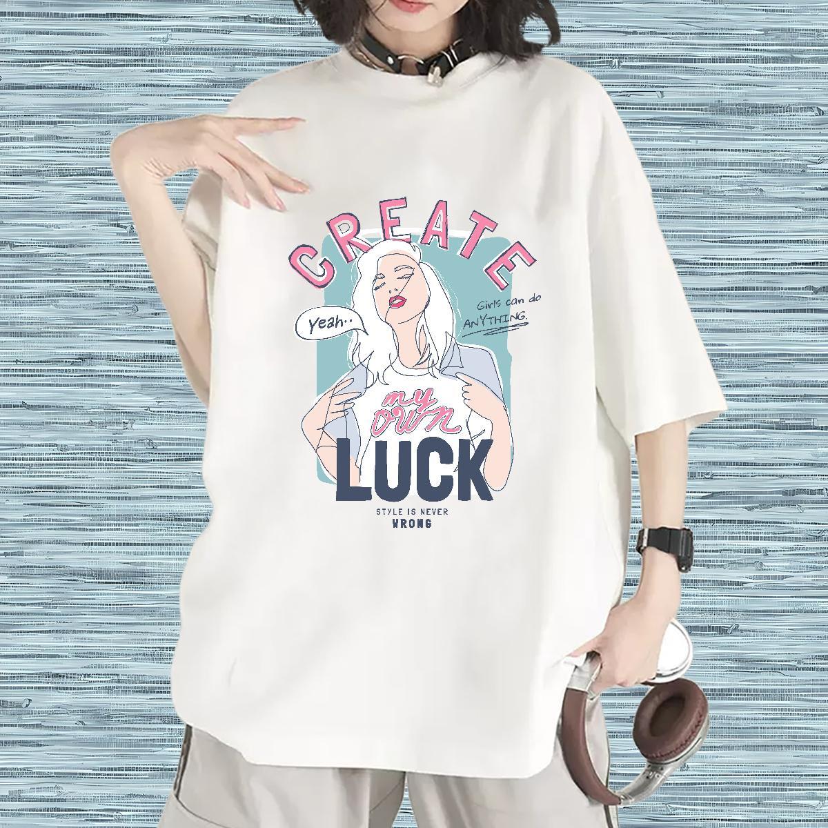 Wholesale Women Tshirts 230g Cotton letter Sports Casual T Shirt For Woman Round Neck Short Sleeve Customized Clothings