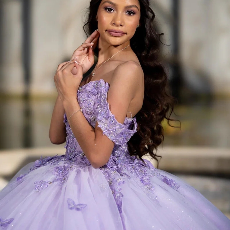 New Off Shoulder Quinceanera Dress 2024 Purple Vestidos De 15 Anos Ball Sweet 16 Birthday Party Gown Pageant Miss Princess