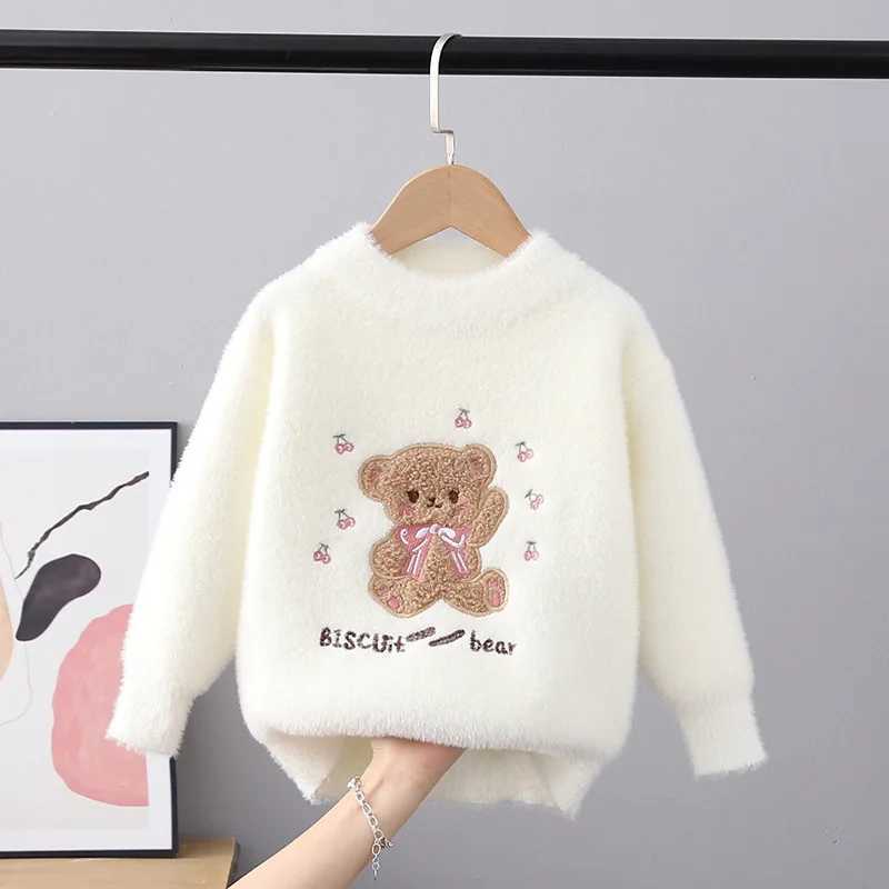 2022 Autumn and Winter Childrens Sweater Tuhua Girls Round Neck Knitwear Plush School 3-11 Year Old Teen Girls RankingW240824