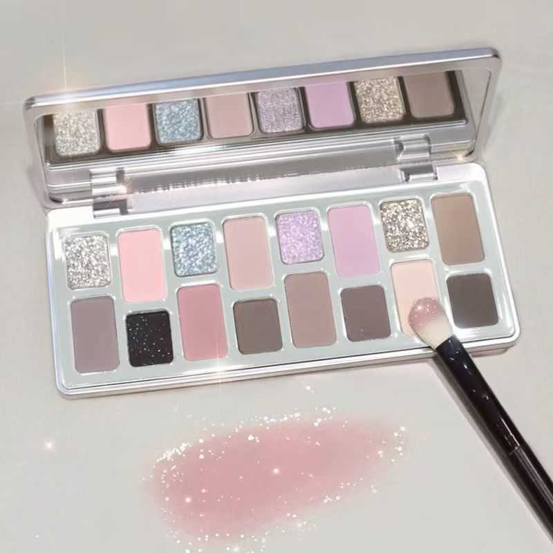 Cool Rose Pink Brown Broken Dia ~ Steal Heart 16 Color Eyeshadow Matte Pearl Glitter Cos Play Makeup Cement Tray Daily W240826