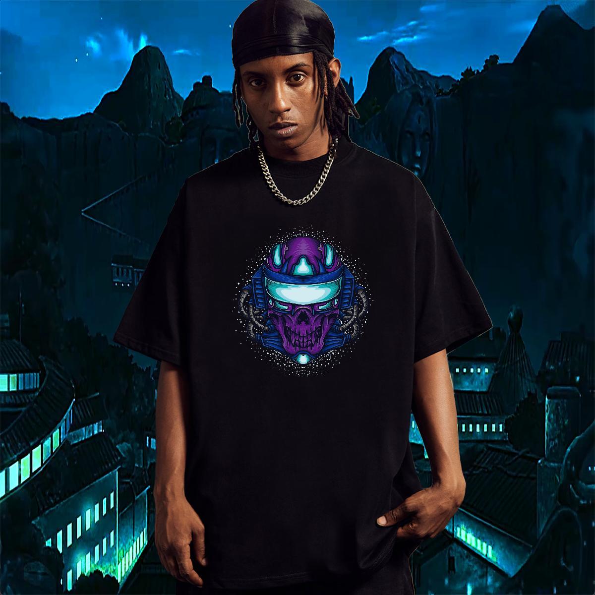 Free Shipping T-Shirts 230g Pure Cotton skull Casual Beach Oversized 4XL Breathable Crew Neck Tshirts Classic Casual Tops