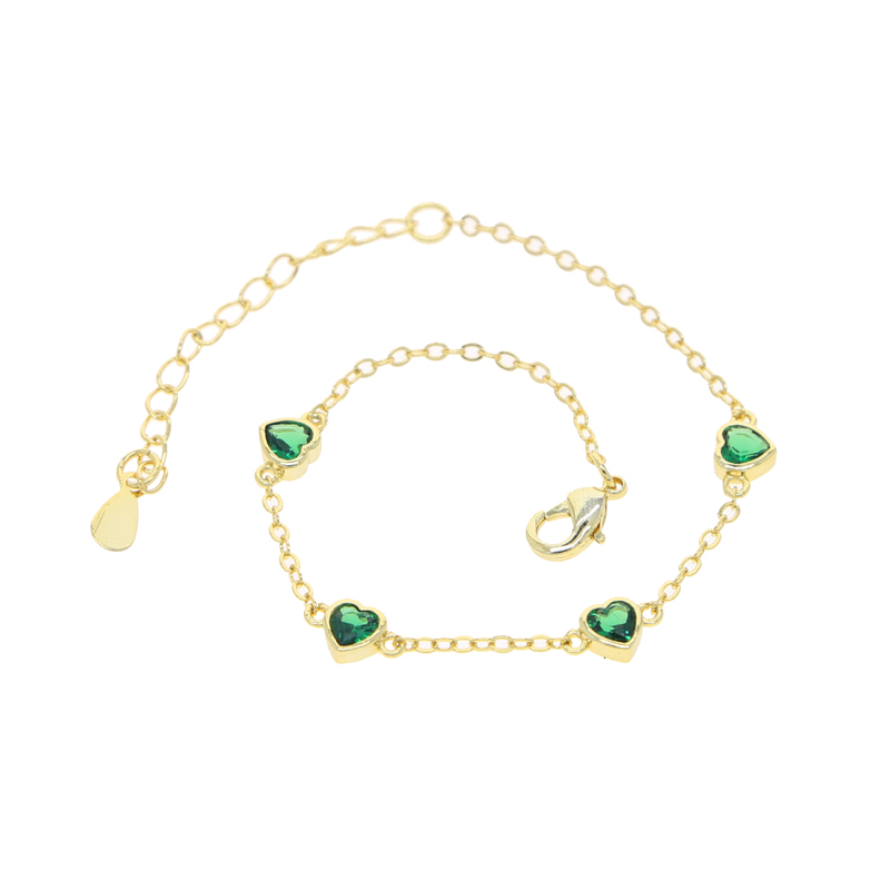 High Quality Red Green Blue White Cubic Zirconia Paved Heart Charm Bg CZ Tennis Chain Colorful Jewelry for Women