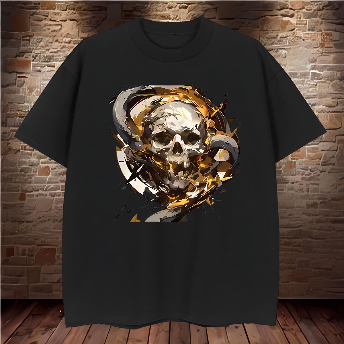 Soft T Shirts Men 230g Pure Cotton skull Casual Beach Custom Print Plus Size Round Neck Short Sleeve Men Tshirts Brand Clothings