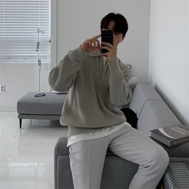 Men Korean Fashion Knitwear Harajuku Knit Sweater Casual Pullovers Jumpers Warm Sweatshirts Vintage Sweaters Man Winter Clothing 240824