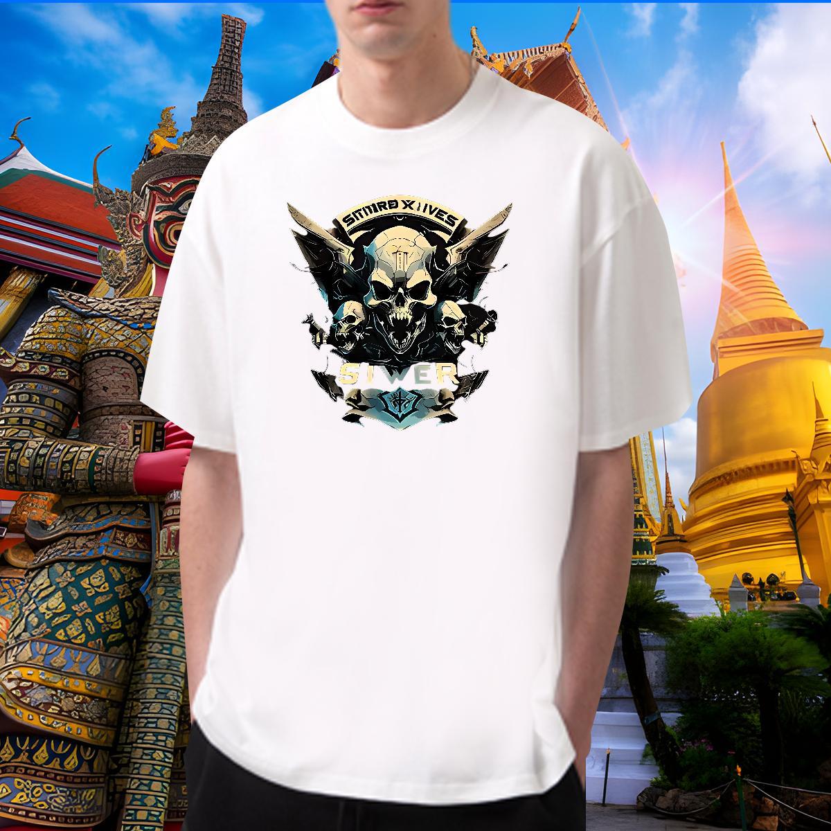 Soft T-Shirts for Men 230g Pure Cotton skull Sport DIY Printed Breathable Short Sleeve Men Tees Custom Tee Shirt