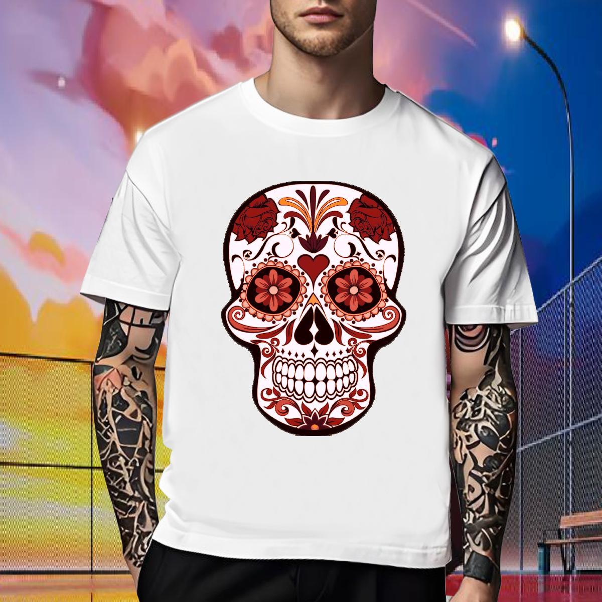 Popular Man T Shirts 230g Cotton skull Sport Custom Anime O Neck Short Sleeves Men Tshirts Factory Direct Polos
