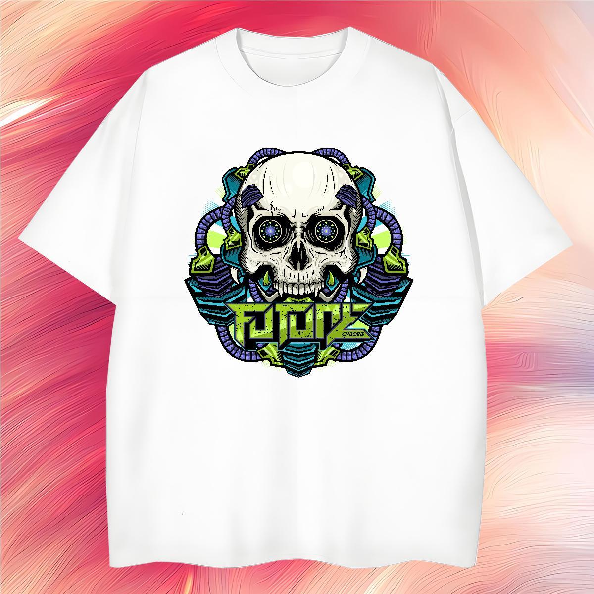 Popular T-Shirts for Men 230g 100% Cotton skull Daily Outfit Skull Breathable Crew Neck Men Tees Casual New Clothes
