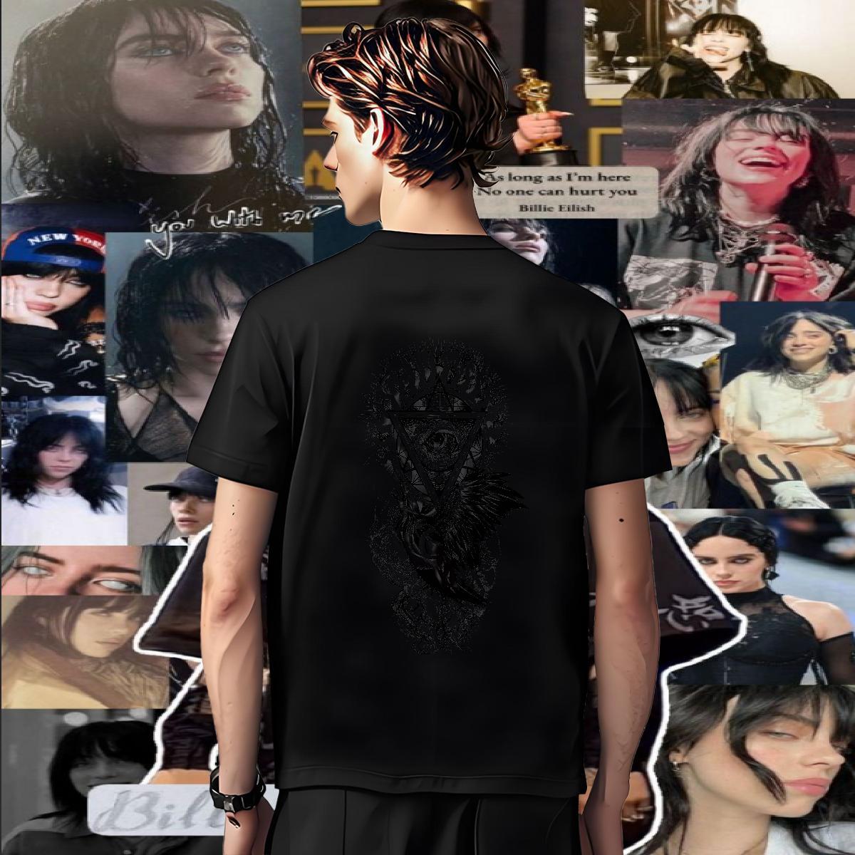 Classic T shirt 230g 100% Cotton eye of the devil Casual DIY Short Sleeve O-Neck Tshirt for Man Woman 2024 Summer Clothings