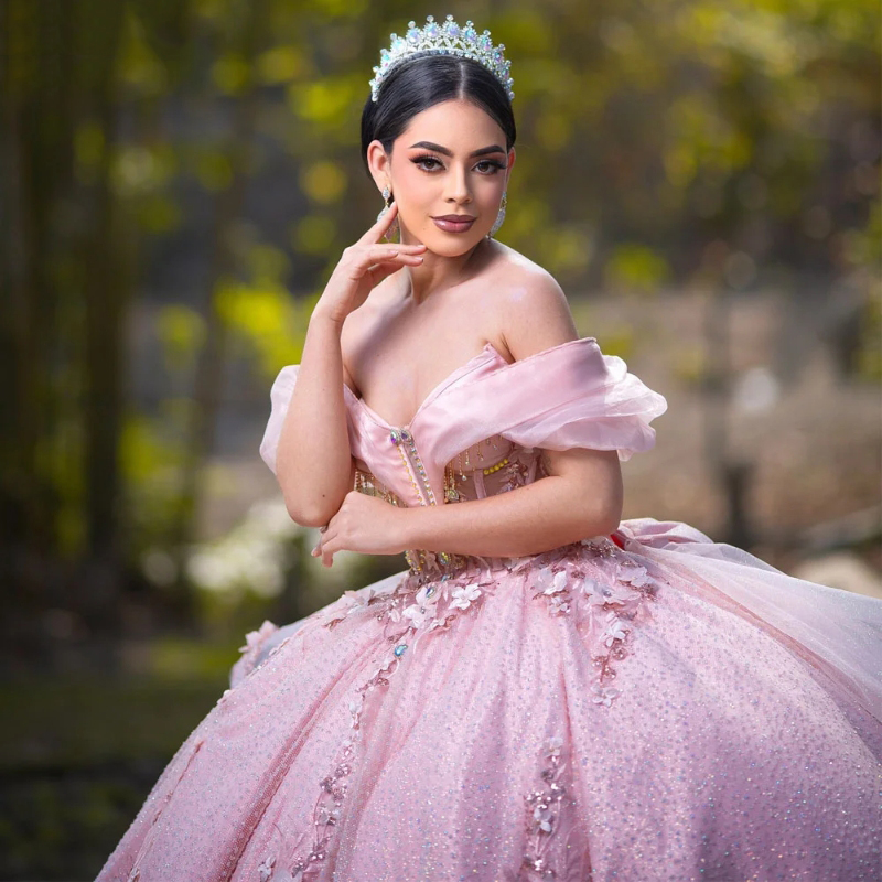 Elegant Pink Quinceanera 2024 Mexican Vestidos De 15 Princess Sweet 16 Birthday XV Ball Gown Cinderella Girl Dress