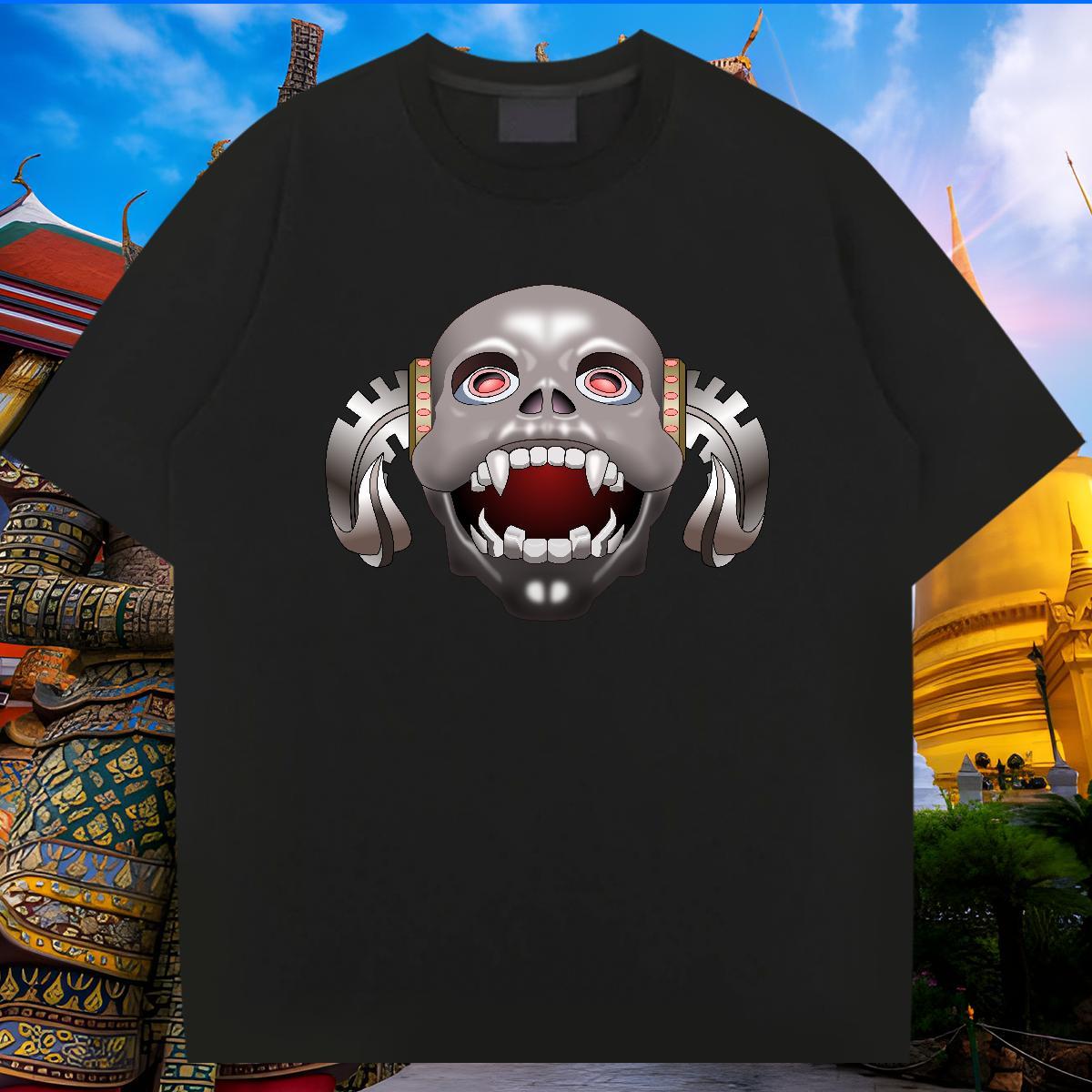 Loose T-Shirts for Men 230g Pure Cotton skull Summer Casual Oversized Round Neck Short Sleeve Tshirt for Man Woman Brand Tops Shirt