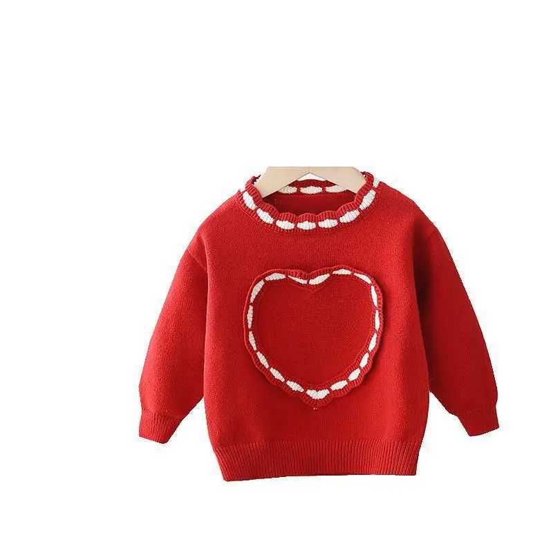 2024 Autumn Winter Preschool Girls Sweater Loose Love Patch Work Long Sleeve Baby Girls Zipper Sweet Knitted Baby Girls TopW240824