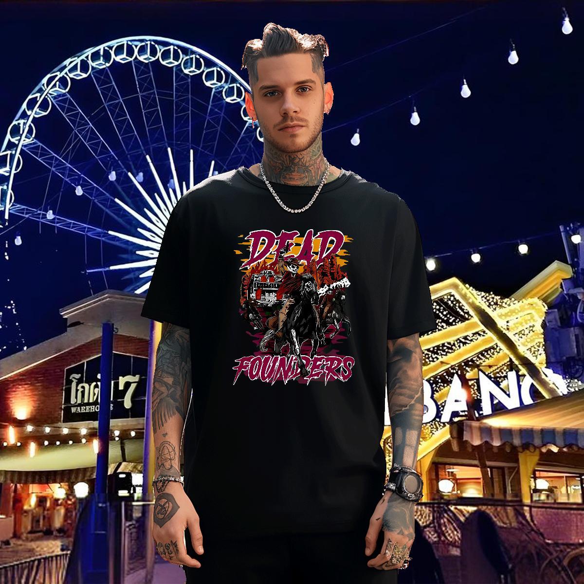 TOP Quality T-Shirts for Men 230g Pure Cotton skull Hip Hop Street Oversized 4XL Short Sleeve O-Neck Tshirts Fashion Tees