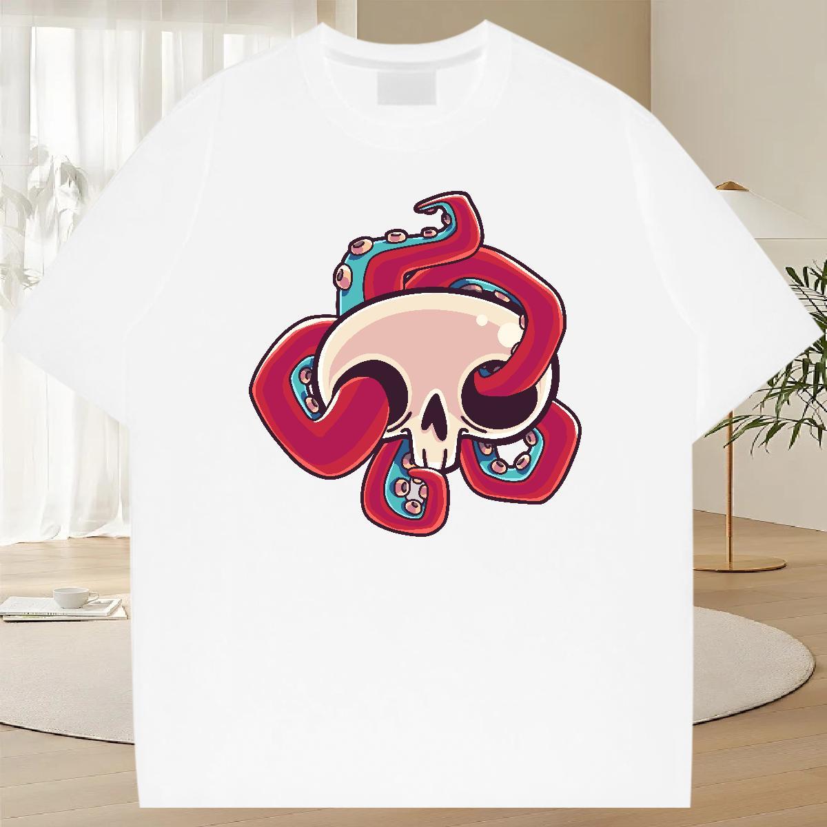Loose Fit Mens T Shirts 100% Cotton 230g skull Daily Outfit Customized Print Breathable Crew Neck Tshirt for Man Woman Wholesale Tops Tees