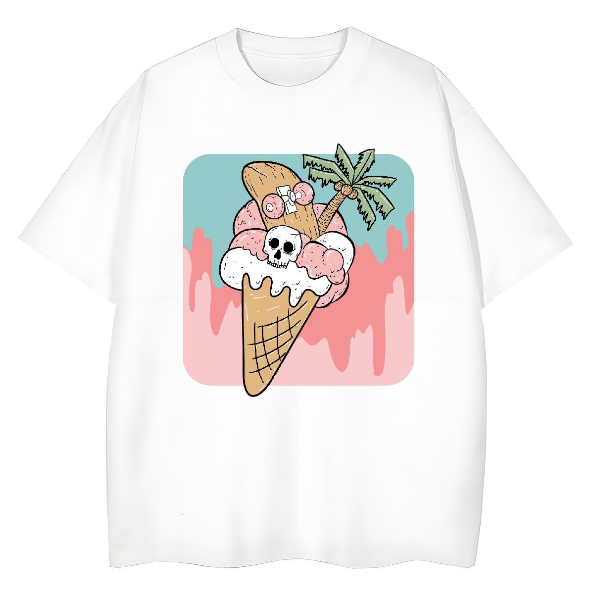 Soft Men T Shirts 230g Pure Cotton Halloween Sport DIY Printed Crew Neck Breathable Men Clothes T-Shirt Fashion New Tops