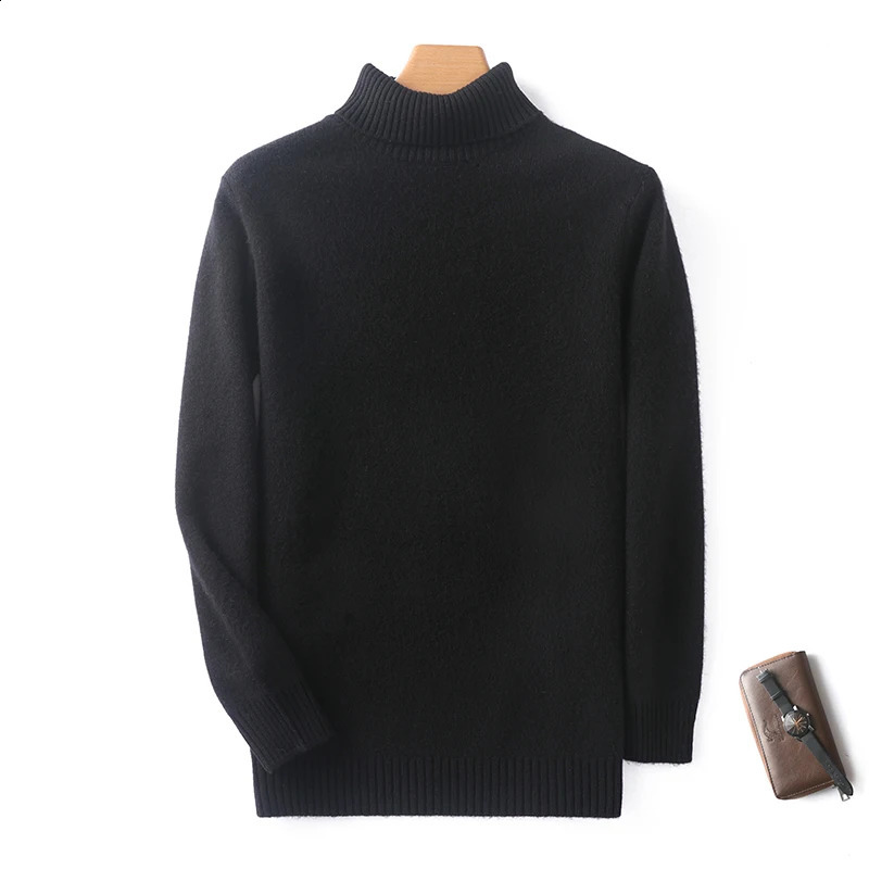 Mens Warm Solid Sweater 100% Cashmere Turtle Collar Sweater Mens Clothing Autumn and Winter Knitted Pull Flower Parachute Large Size Sweater 240824