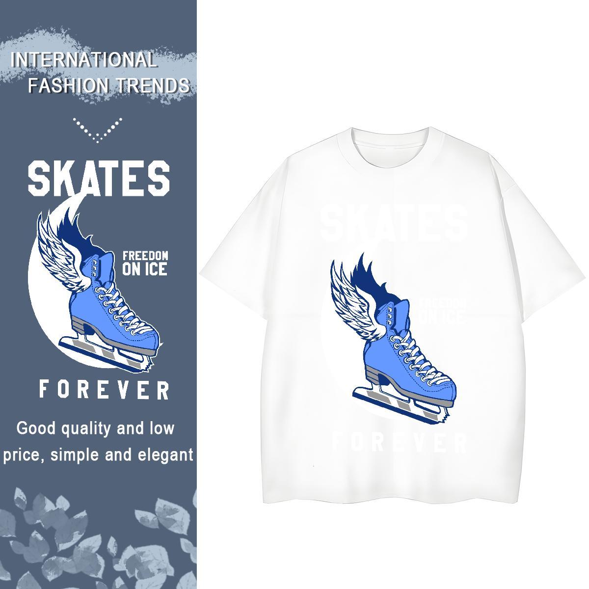 Lady Women Tshirts 230g 100% Cotton roller skate Daily Outfit T-Shirts for Women Breathable Crew Neck Oversized Tops