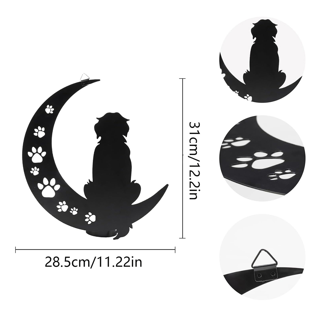 Moon and Dog Wall Art Decoration Metal Wall Silhouette Sign Black Wall Art Sculpture