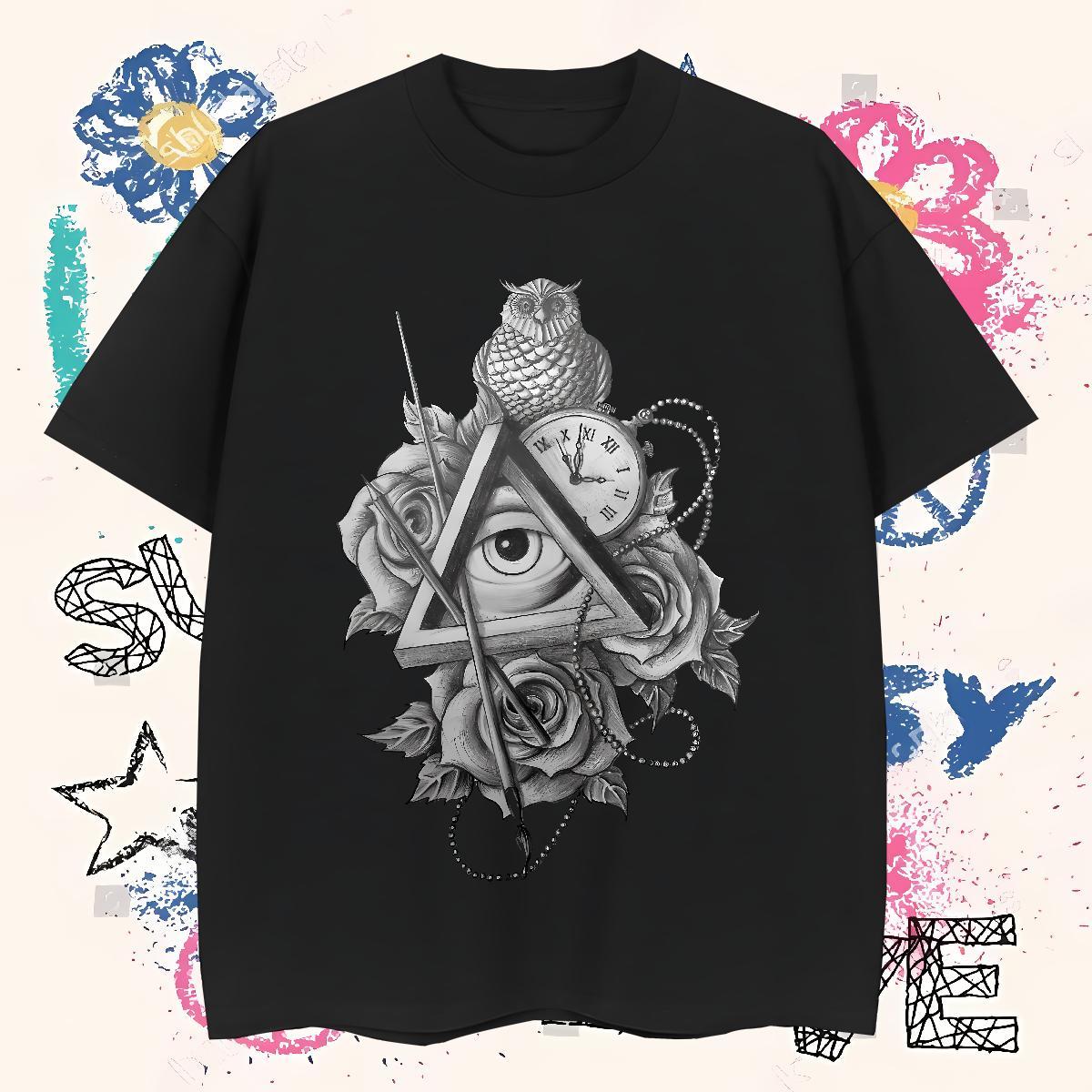 Comfortable T Shirts Men 230g Cotton eye of the devil Home Outdoor Custom Big Size Pure Cotton Men Tshirts Classic Tees