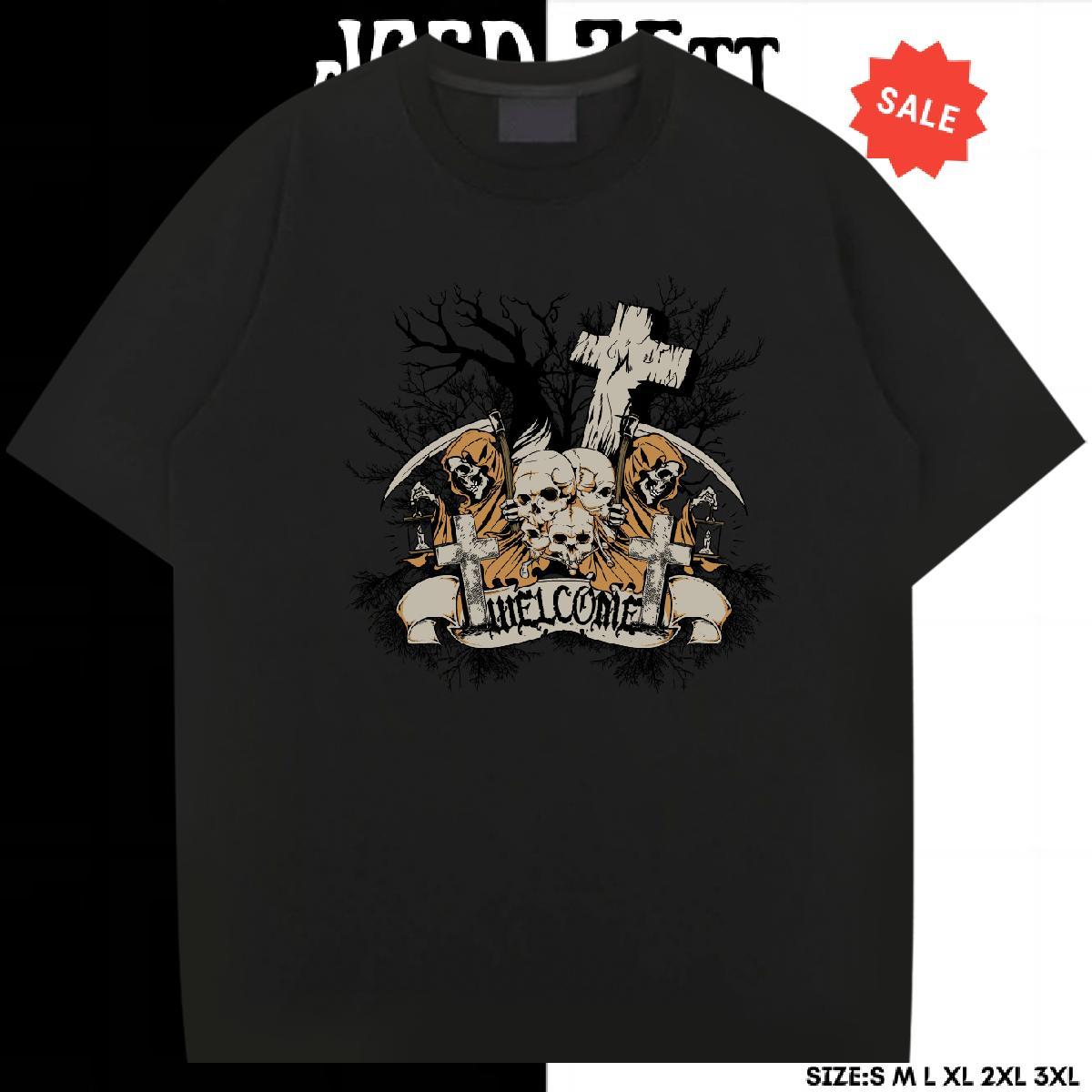 Popular Mens T Shirts 230g 100% Cotton skull Spring Summer Custom Printed Breathable Short Sleeve Couples T Shirts Customized Tees