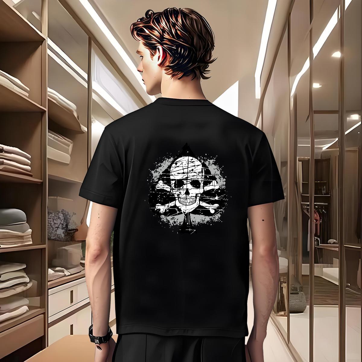 Loose Man T Shirts 230g 100% Cotton skull Sport DIY Printed Crew Neck Breathable Tshirts DIY Customized Tees Shirts