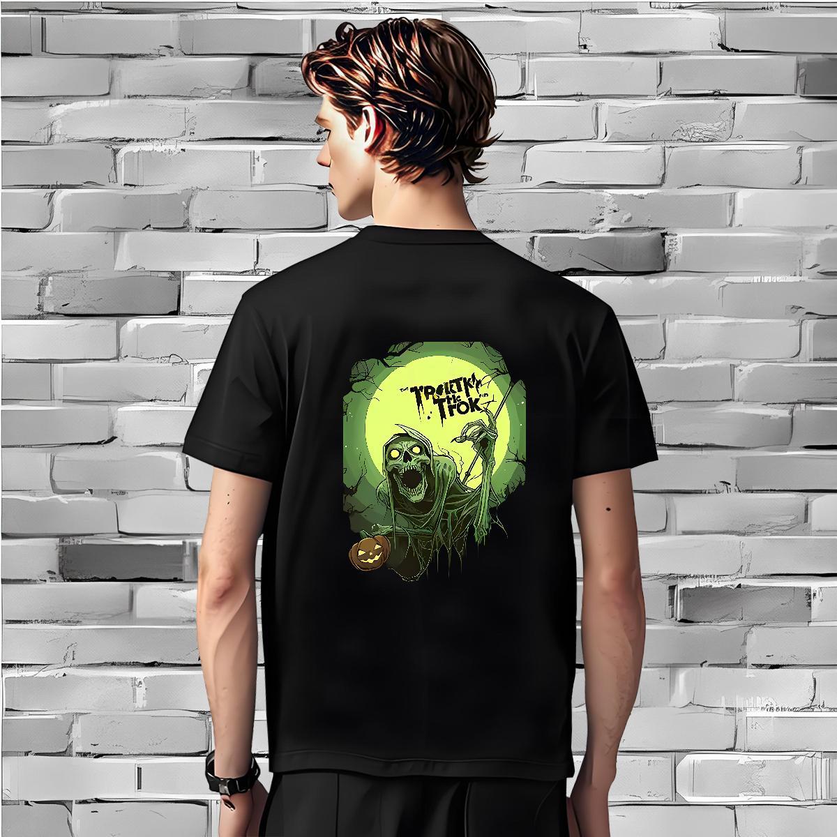 Loose Men T Shirts 230g 100% Cotton skull Home Outdoor Oversized Breathable Short Sleeve Men Tops Tees Fashion New Wear