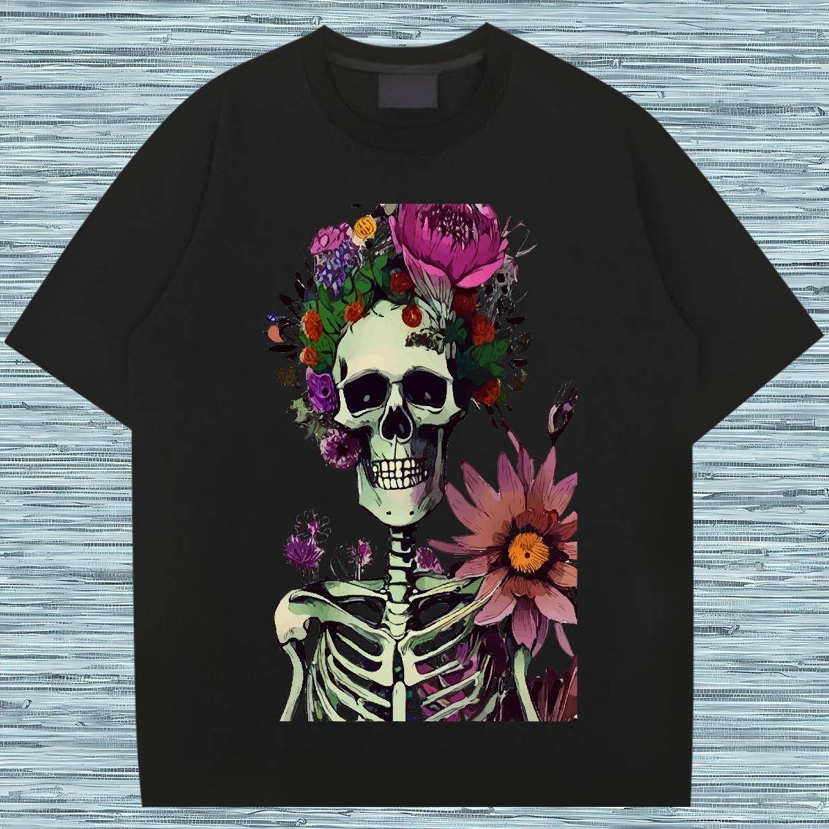 Classic T shirt 230g 100% Cotton flower Street wear Hip Hop Oversized 4XL Breathable Short Sleeve Men Clothes T-Shirt Fashion Designer Tops