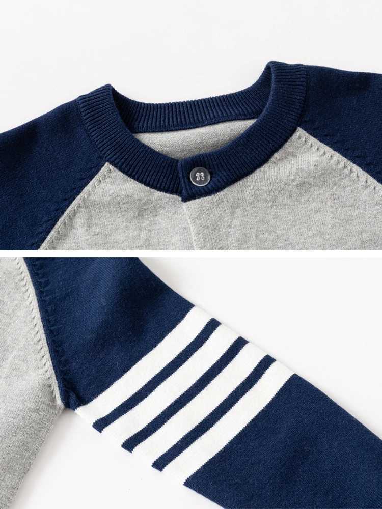 Spring and autumn knitted cardigan woolen sweater childrens striped clothing boys and girls sweaters colorful blocked sleeves childrens winter clothin