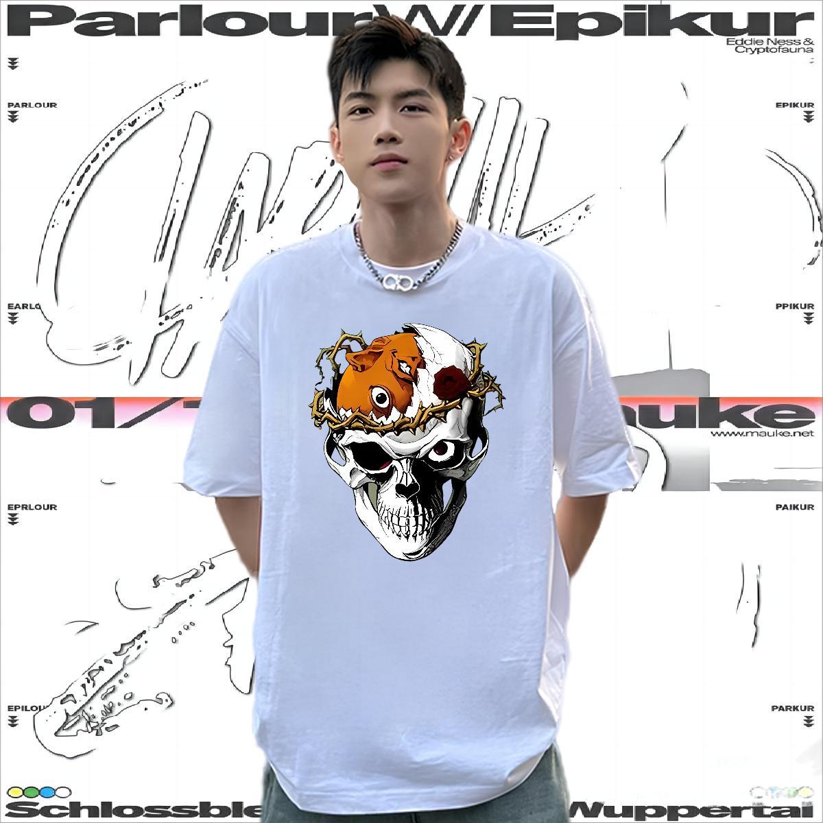 Popular T-Shirts for Men 230g Cotton monster Casual Daily Wear Plus Size Custom Breathable Short Sleeve Tshirts DIY Tees Shirts