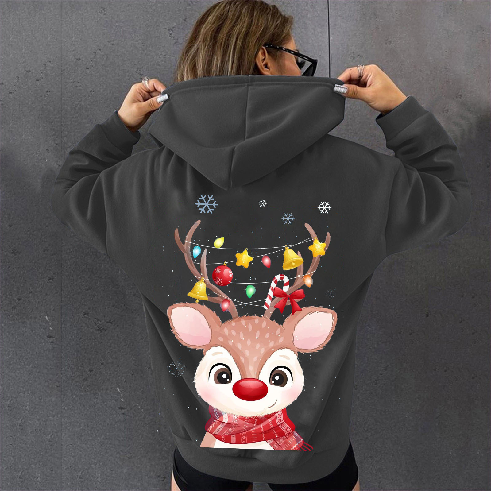 Women's hooded cute deer print hoodie dongdumaoyi