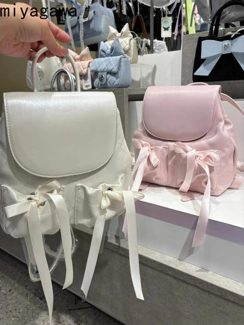 Miyagawa Korean Style Backpack for Women Students Commuteclassmulti Pocket Backpacks 240824