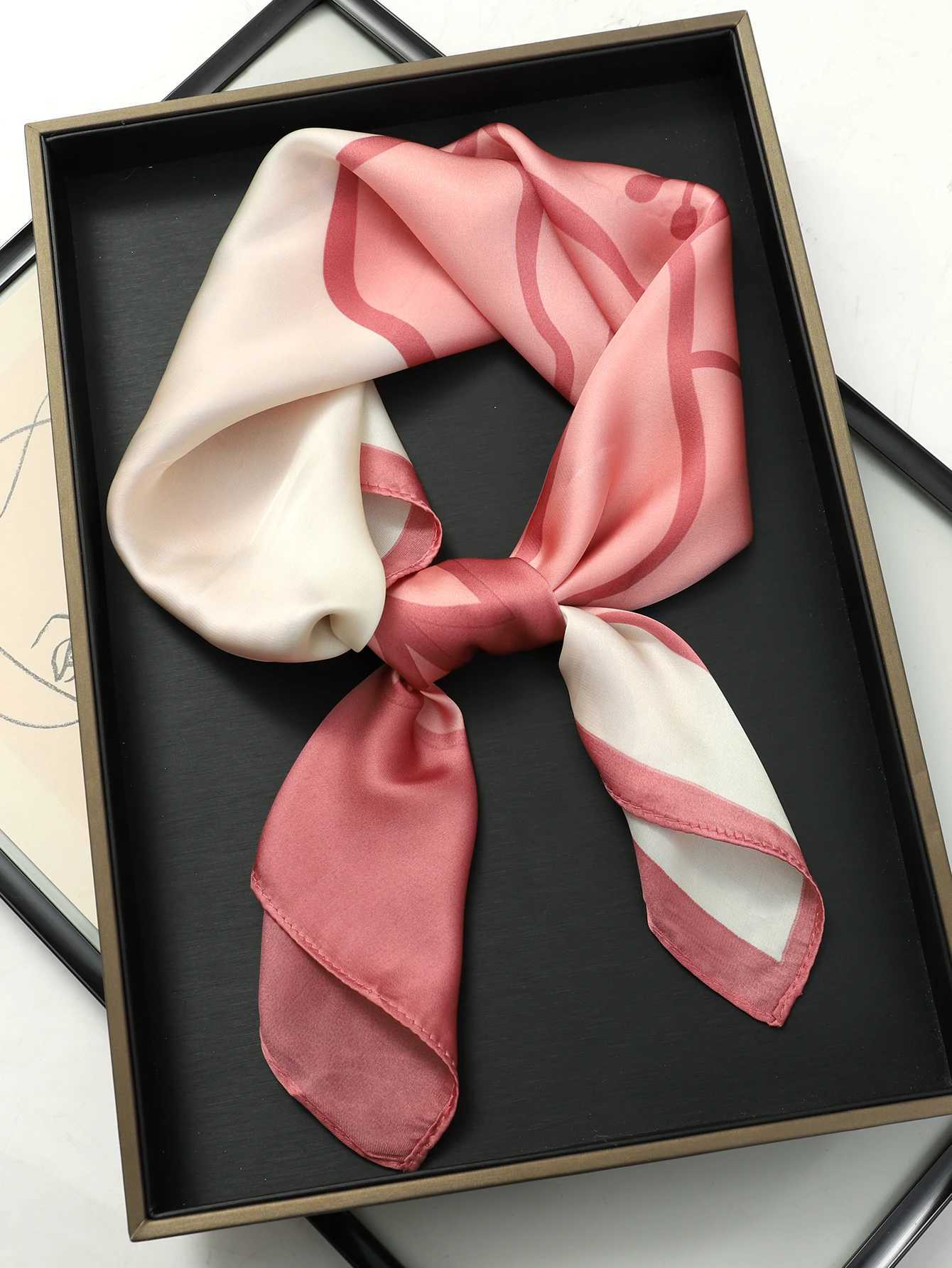 Luxury Brand 2023 Silk Square Scarf Womens Cat Neck Hairband Beach Headband Kerchief Headband Bandana Womens Foulard 70cm W240824