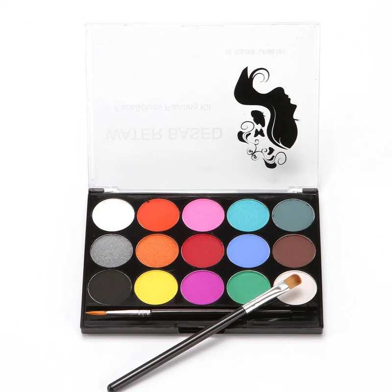 15 colors of non-toxic facial painting body makeup safe watercolor oil with brush Christmas party tools W240824