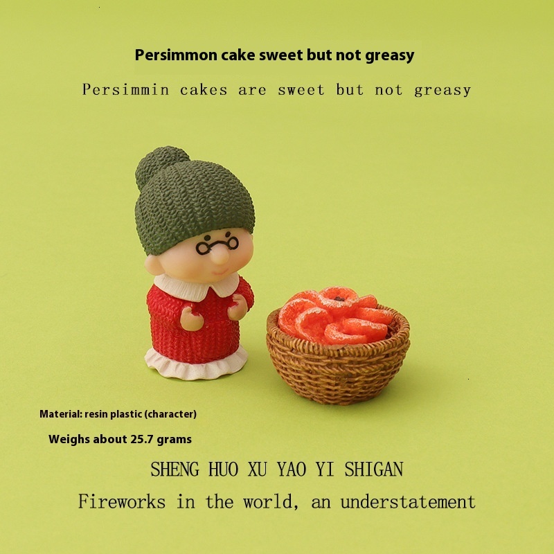 Adorable Microlandscape Diorama - Charming Persimmon-Filled Miniature Basket Ideal for Dollhouse Decorators