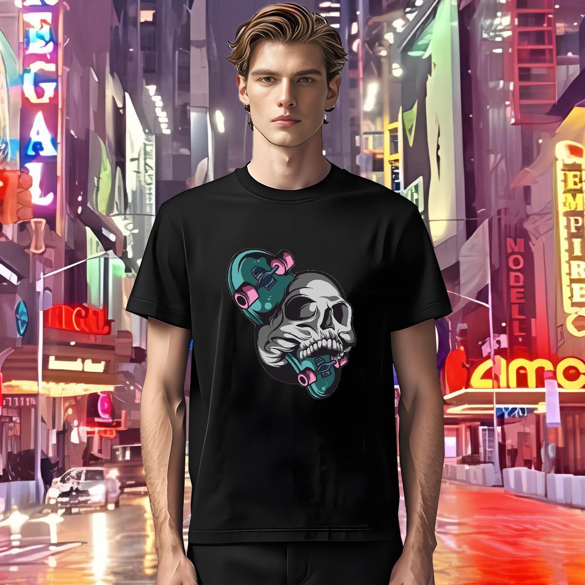 Free Shipping Men T Shirts 230g Cotton skull Anime Printing Street Oversized 3XL 4XL Breathable Short Sleeve Tshirts Classic Wear