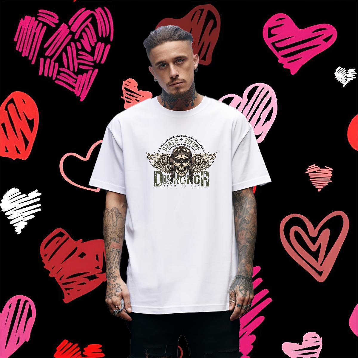 Popular Mens T Shirts 100% Cotton 230g skull Daily Outfit Custom Printing Crew Neck Breathable Tshirt for Man Woman 2024 New Clothes
