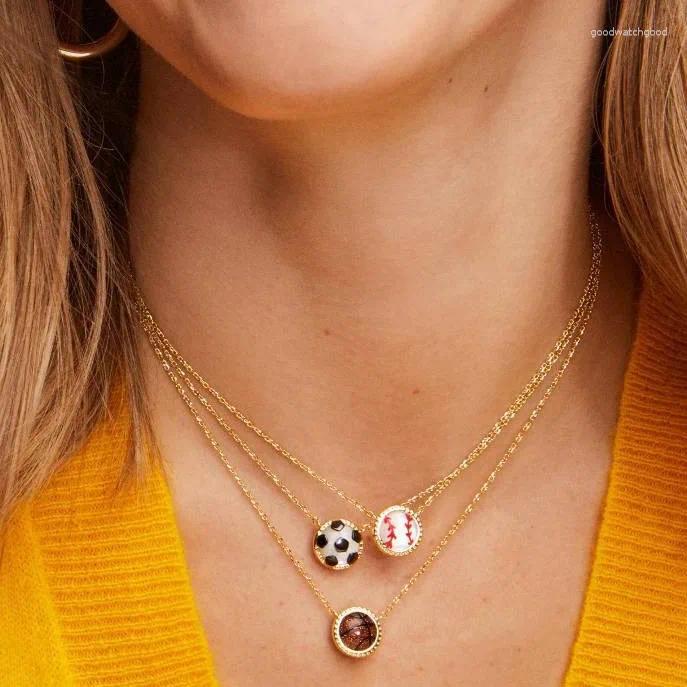 Pendant Necklaces 2024 Ball Necklace For Women Basketball Football Baseball Exquisite Inlaid Zircon Summer Jewelry Gifts Soccer Fans
